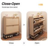 AVZEAR Freestanding Shoe Cabinet with 2 Flip Drawers - Modern Narrow Organizer for Hallway, Bedroom, and Entryway (Natural) AVZEAR