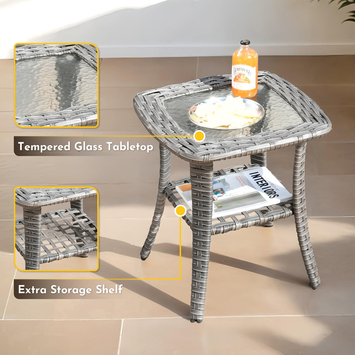 weaxty W 6 Piece Wicker Sectional Patio Furniture with Fire Pit, Outdoor Sectional Couches with 42'' Firepit Coffee Table Modern Outside Conversation Sets for Balcony Backyard Garden, Orange weaxty W