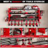 NattyDot Power Tool Organizer Wall Mount,Cordless Drill Organizer,4 Layers Large Capacity Tool Rack with 8 Drill Holders (RED) NattyDot