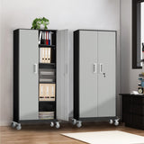 Metal Storage Cabinets Locker for Home Office, 72" Garage Storage Cabinet with Wheels, Lockable Door & Adjustable Shelves, Tall Large Steel Cabinet Gwichomo