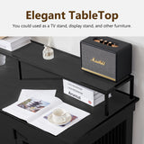 MCombo Large Dog Crate Furniture TV Stand, Wooden Dog Kennel with Double Doors, Indoor Furniture Style Dog Crate House End Table, 1861 (Black) MCombo