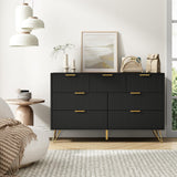 LYNSOM Dresser for Bedroom, Modern 7 Drawer Black Dresser with Metal Handles and Wide Drawer, Wood Chest of Drawers for Living Room LYNSOM