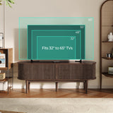 LINSY HOME TV Stand for 65" TV, Mid-Century Modern 58" Entertainment Center with Sliding Tambour Door and Storage Cabinet, Cruved TV Media Console Table for Living Room, Bedroom, Walnut LINSY HOME