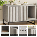 Halitaa Litter Box Enclosure, Modern Cat Litter Box Enclosure Furniture Hidden Litter Box with Cat Scratch Pad, Cat Washroom Cat House End Table, Entryway Bench for Livingroom (Grey) Halitaa