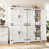 Pantry Cabinet,68'' Kitchen Pantry Storage Cabinet with 4 Doors and Adjustable Shelves, Farmhouse Tall Food Large Wood Pantry Storage Furniture for Kitchen Dining Room,White Jocoevol