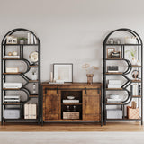 IDEALHOUSE Bookshelf 6 Tier Arched Bookcase 81.7in Tall Display Racks Geometric Open Storage Shelf Unique Book Rack Metal Frame Large Modern Book Shelf for Bedroom, Living Room, Home Office IDEALHOUSE
