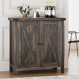 GarveeHome Farmhouse Sideboard Buffet Cabinet with Storage,Small Coffee Bar, Kitchen Storage Cabinet with Adjustable Shelf and 2 Barn Doors,for Living Room, Dining Room,Entryway，Rustic Oak GarveeHome