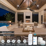 70 inch Large Ceiling Fans with Lights, Outdoor Ceiling Fans for Patios Waterproof, 3 Blades Propeller Wood Ceiling Fans, Smart Ceiling fan with Remote & APP for Indoor Exterior Porch Commercial XCWIIE