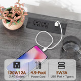 AMHANCIBLE Night Stand Set 2, LED Nightstands for Bedroom Set of 2 with Charging Station, End Table with USB Port and Outlet, Side Table with 2 Storage Drawers for Living Room, Dark Grey HET052LDG AMHANCIBLE