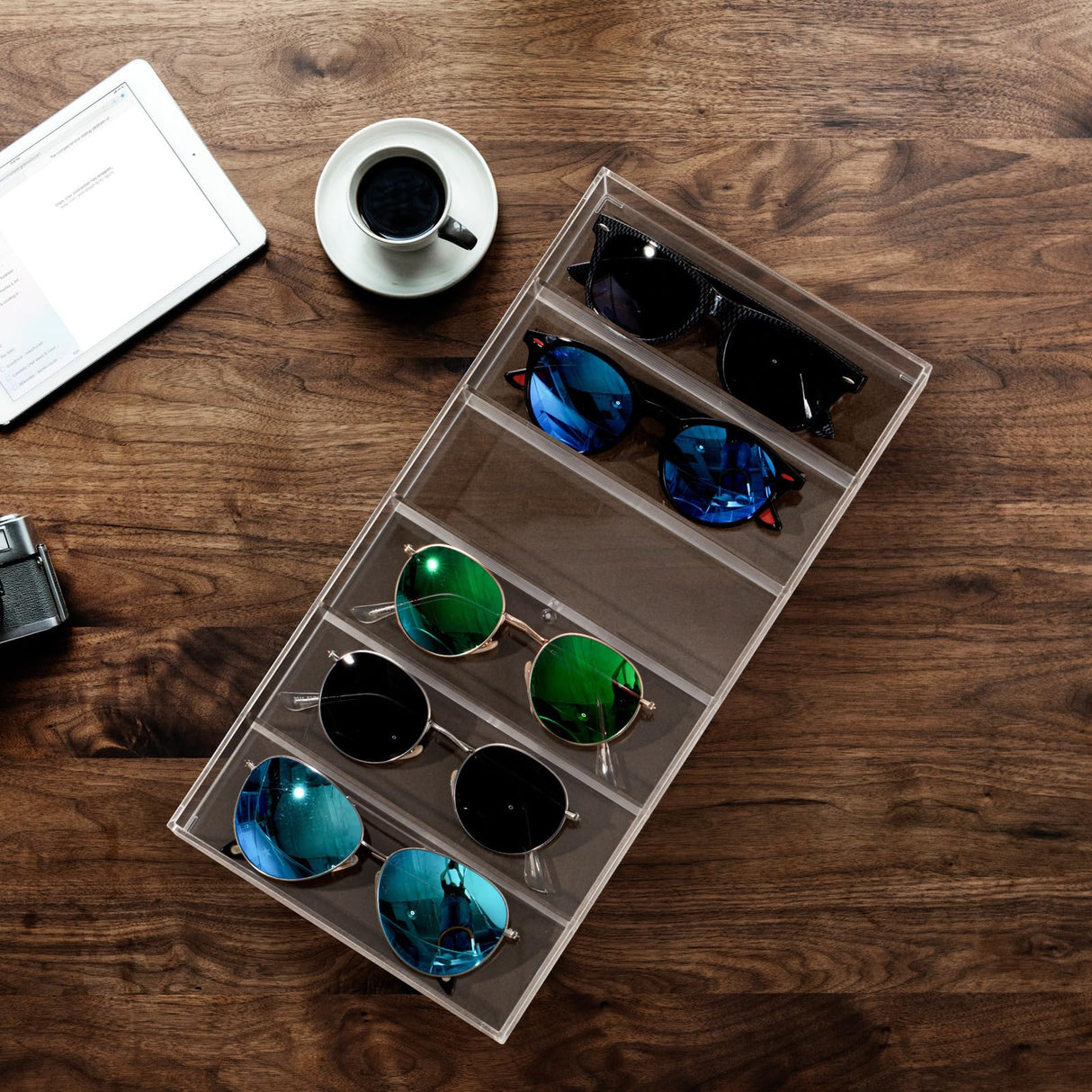 Acrylic Sunglasses Storage Organizer Tray Clear Display Case for Eyewear 6 Grid (1) Kenpal