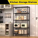 GIOTORENT 5-Wire Garage Shelving Storage Shelves, Metal Shelf Organizer 1750Lbs Capacity, Kitchen Storage Adjustable Shelf for Laundry Bathroom Pantry Closet, Black 36.2''L x 14''W x 72.3''H GIOTORENT