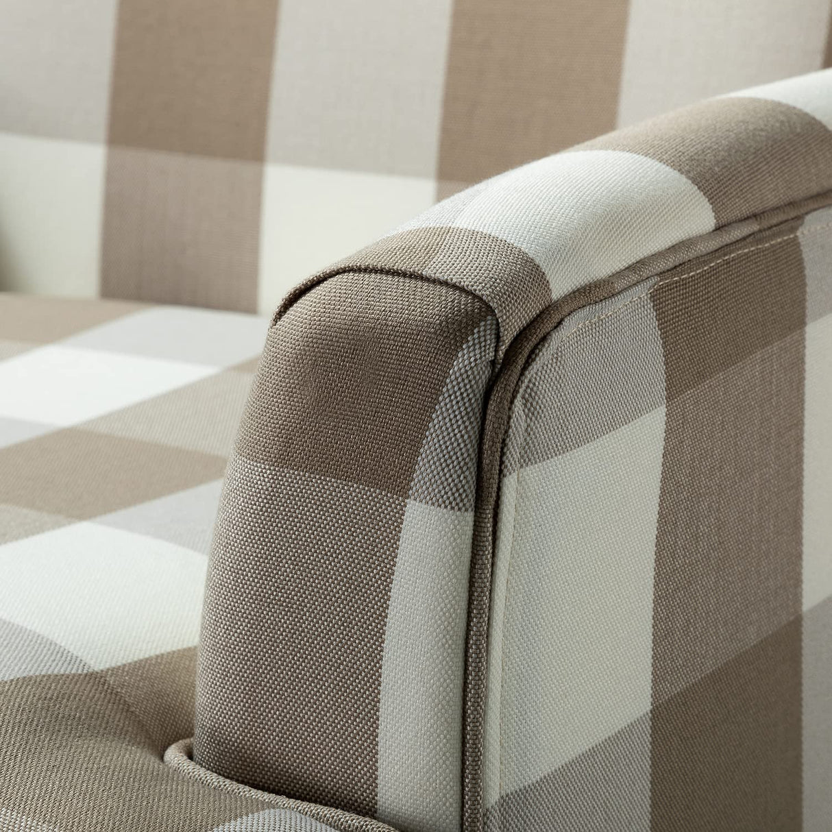 HULALA HOME Modern Accent Chair with Arms and Wooden Legs, Mid Century Accent Chair Armchair High Back Rest, Padded Armrest and Comfortable Cushioned Seat for Living Room (Buffalo Beige) HULALA HOME