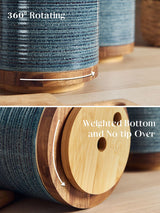 DOWAN Utensil Holder, 360° Rotating Extra Large Cooking Utensil Holder, 7.6" Kitchen Utensil Holder for Countertop, Utensil Crock for Farmhouse Kitchen Decor, Ceramic Stable Utensil Caddy, Blue DOWAN