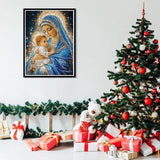 wavaiov Christmas Diamond Painting Kits for Adults, 5D DIY Virgin Mary Diamond Art Kits for Beginners, Jesus Round Diamonds Pictures Crafts, Full Drill Gem Art for Home Decor 12x16Inch wavaiov