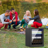 Compact Beverage Refrigerator,70 Can/1.6 Cubic Feet Mini Fridge with Glass Front Door for Soda, Beer or Wine, Under Counter Drink Dispenser with Adjustable Shelve & Digital Display (1.6 Cu) DollarDash