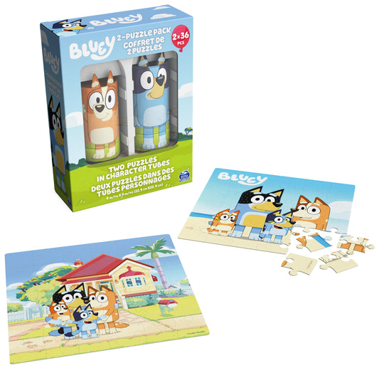 Spin Master Games, Bluey 36-Piece Jigsaw Puzzles 2-Pack Bluey Puzzles, Bluey Gifts, Bluey Christmas Gifts, Bluey Toys, Stocking Stuffers, for Ages 3+