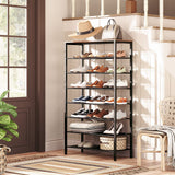 MAHANCRIS 8-Tier Shoe Rack, Large Capacity Shoe Shelf, Shoe Organizer for Entryway, 28-32 Pairs of Shoes, Stable Sturdy, Tall Shoe Rack with Adjustable Metal Mesh Shelves, Rustic Brown SRHR1801Z MAHANCRIS