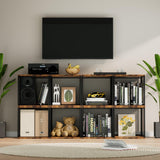 Ksuefao 2 Cube Storage Organizer, Small Bookshelves, DIY Variable Stackable Wooden & Metal Cubes Shelves for Desktop, Bedroom, Living Room, Black Brown Ksuefao