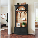 Tribesigns 70.86" Hall Tree with Storage Bench, 4-in-1 Design Entryway Bench with Coat Rack, Farmhouse Hall Tree with 5 Hooks and Adjustable Shoe Storage for Entryway, Hallway(Black＋Brown) Tribesigns