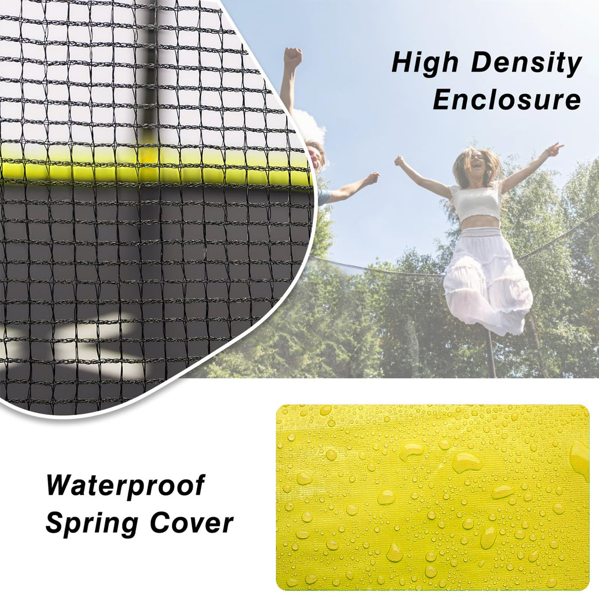 AOTOB 12 FT Trampoline for Kids with Enclosure Net, Recreational Outdoor Trampolines, ASTM Approved (Yellow) AOTOB