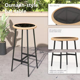 LQFATEST 3 Pieces Outdoor Bar, Wicker Outdoor Bar Table and Outdoor Bar Stool Set of 2, Outdoor Bar Set with Thick Lumbar Pillow for Backyards, Porches-Beige LQFATEST