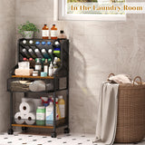 Jakyitvi 6-Tier Rolling Bathroom Storage Cart with Mesh Drawer, Metal Utility Cart with Lockable Wheels for Towels, Toiletries, and Cleaning Supplies, Organization Cart for Bathroom, Kitchen, Laundry Jakyitvi