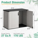 Greesum Outdoor Horizontal Storage Sheds 27 Cu.ft Resin Large Storaged Box Weather Resistance, Without Shelf, Easy to Assemble, Prefect for Garden, Patios, Backyards, White Greesum