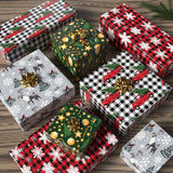 GIOLNIAY Christmas Wrapping Paper for Men Women Kids - Holiday Gift Wrap Red & Black Plaid with Truck, Black & White Plaid with Snowflake Xmas Design - 6 Jumbo Sheets, 28″×40″ Each, Easy to Store GIOLNIAY