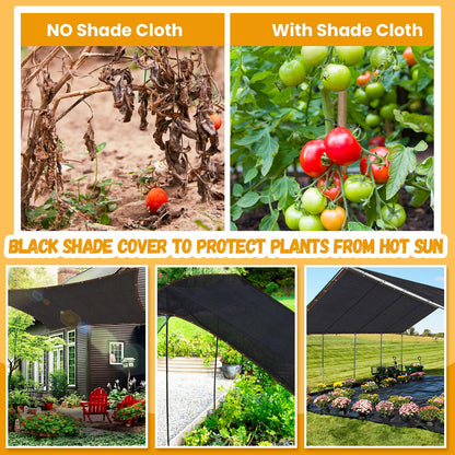 Riare 90% Black Shade Cloth- 10 x 20 FT Sunblock Garden Shade Cloth, Sun Shade Mesh Tarp with Reinforced Grommets for Greenhouse, Garden, Patio, Backyard, Plants, Pergola, Chicken Coop - WoodArtSupply