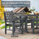 HDPE Dining Table Set for 10,12-Piece Outdoor Table and Chairs Include 10 Dining Chairs and 2 Pcs 62.5" Patio Dining Table with Umbrella Hole (Gray) AZXZCS