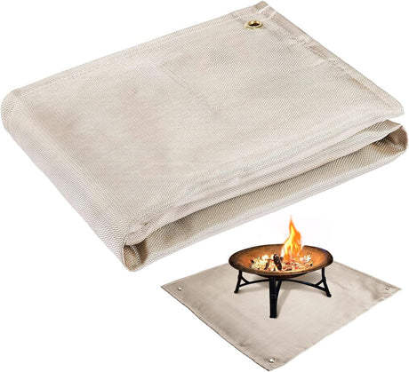 Fire Pit Mat - 37.8x39.4in Fireproof Blanket for Under Fire Pit, Compatible with Solo Stove, Heat Resistant Rug for Outside Indoor Wooden Deck Grass Lawn Protection - Brown PAMASE