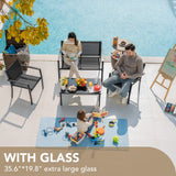 Devoko 4 Pieces Patio Furniture Set Outdoor Garden Patio Conversation Sets Poolside Lawn Chairs with Glass Coffee Table Porch Furniture (Black) Devoko