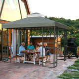 Pelnuies 10x10 Canopy Replacement Top, Double Tiered Grill Gazebo Cover with Gauze Net, Sun and Rainproof Canopy Top Cover for Yard, Patio and Garden(Gray) Pelnuies