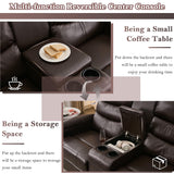 DRMBOOK Reclining Loveseat Sofa, Faux Leather Double Reclining RV Loveseat Couch with Console, Manual 2 Person Recliner, 2 Seater Home Theater Seating with Cup Holders for Living Room (Light Brown) DRMBOOK