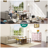 YITAHOME Dresser with 7 Drawers - Fabric Storage Tower, Organizer Unit for Bedroom, Living Room, Hallway, Closets - Sturdy Steel Frame, Wooden Top & Easy Pull Fabric Bins, Pink YITAHOME