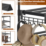 Saincustom 10 Tier Metal Shoe Rack, Tall Shoe Rack for Entryway, Shoe Organizer for Closet, Shoe Storage for Front Door Entrance & Entryway, Black Large Long Shoe Stand Holder Adjustable Shelf Height Saincustom