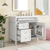Merax 36 Inch Bathroom Vanity with Sink Combo, Solid Wood Frame Bathroom Vanities with 2 Drawers & Soft Closing Doors & Tip-Out Drawer, Modern Bathroom Sink Cabinet with Undermount Sink Merax