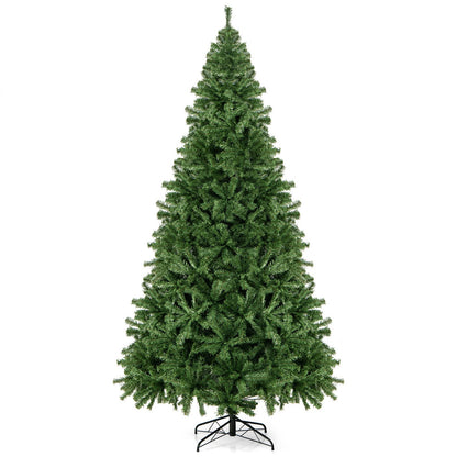 Goplus 9ft Artificial Christmas Tree, Premium Unlit Hinged Spruce Full Tree with 2132 Branch Tips, Metal Stand, Hinged Structure, Easy Assembly Festival Celebration Xmas Tree for Home, Office, Party