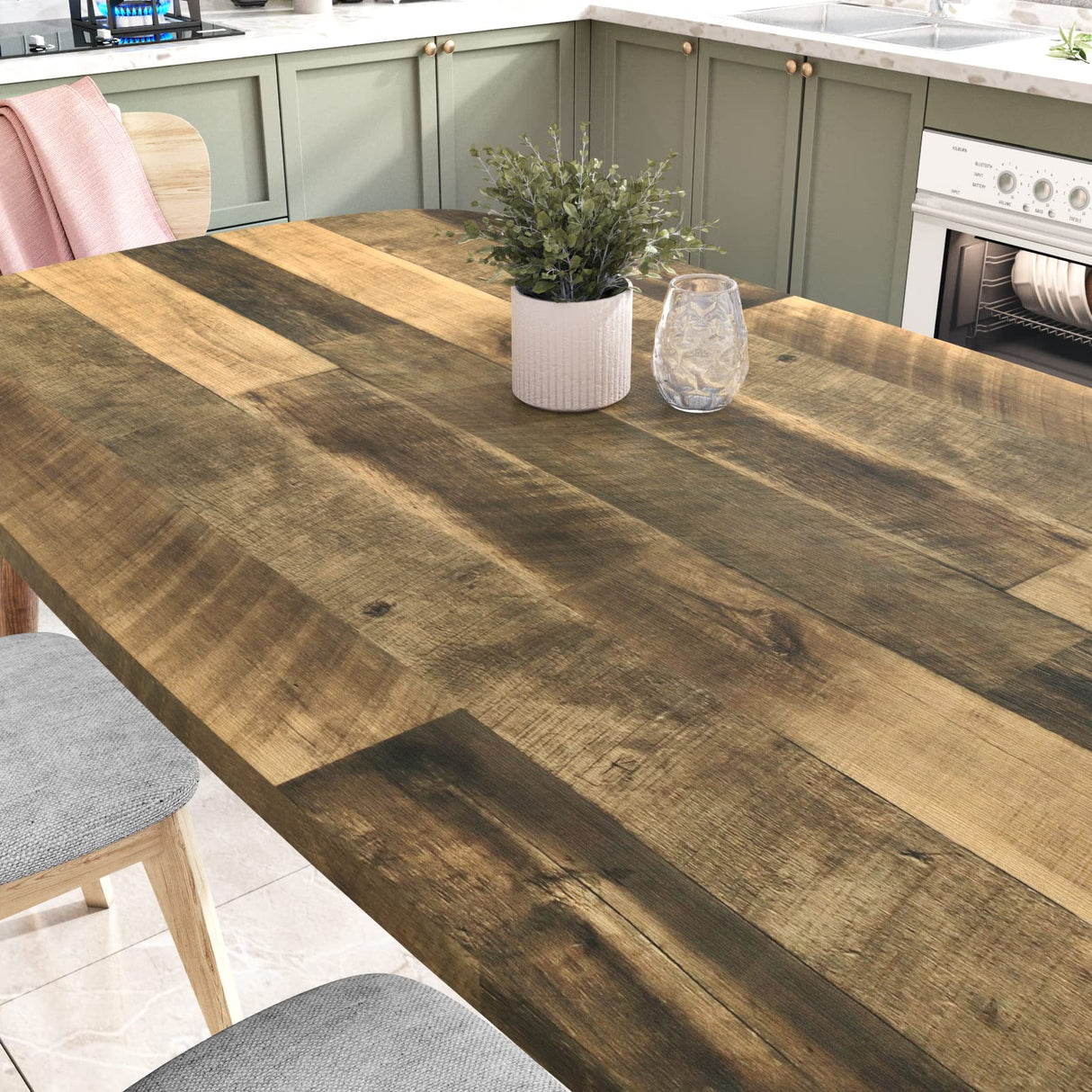 WESTICK Brown Wood Wallpaper Peel and Stick Wood Contact Paper for Cabinets Countertops Waterproof Wooden Wall Paper Decorative Vinyl Countertop Wood WESTICK