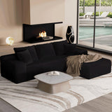 GLAMOUT 105" Convertible Sectional Couch with L-Shape Chaise, Modern Modular Sofa with Deep Seat, 3-Seater Comfy Cloud Couches for Living Room, Bedroom, No Assembly Required, Black GLAMOUT