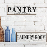 Jetec 2 Pcs Pantry Sign Wooden Pantry and Laundry Room Signs Wall Decor Farmhouse Laundry Pantry Room Door Sign for Kitchen Home Pantry Room, 15 x 5 Inches(White) Jetec