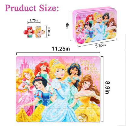 Puzzles for Kids Ages 4-8 100 Pieces Jigsaw Puzzles for Boys and Girls Educational Learning Puzzles in Metal Box.