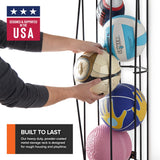 Vertical Ball Storage Rack, Wall-Mounted Garage Sports Equipment Organizer, Soccer Ball, Volley Ball, Football, and Basketball Holder, Space-Saving Vertical Ball Rack for Garage, Gym, or Playroom Modern Innovations