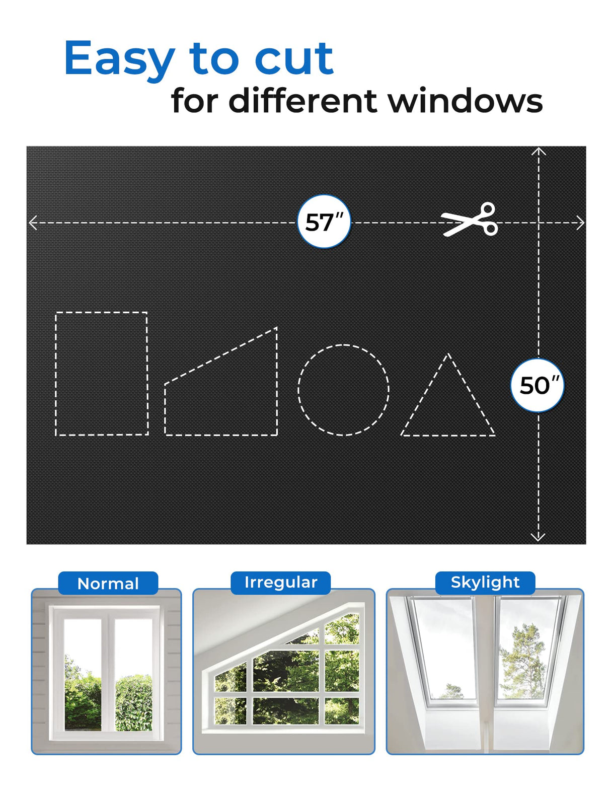 Sumobaby 50"x57" Portable Blackout Curtains, Blinds for Windows with Hook & Loop Tapes, 100% Blackout Window Shades, Curtains Easy to Cut Fit for Bedroom, Baby Room and TV Room (Black) Sumobaby