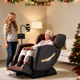 2025 Massage Chair Full Body, Zero Gravity Shiatsu Massage Chair Recliner - Upgraded 10-Point Roller, Heating, Airbags, Foot Roller, Bluetooth, Back Pain Relief, Gift for Parent (Brown & Black) VUYSUYVY