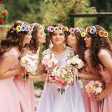 Suncalla 30 Sets Flower Crowns Making Kit, Make Your Own Flower Crown Wreath Garland Headbands and Bracelets Craft Kit Handmade DIY Floral Hair Accessories Gift for Girls/Teens/Women(Azalea) Suncalla