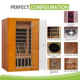 Real Relax Near Zero EMF Canadian Hemlock Wood 9 Chromo Therapy Lights, Oxygen Lonizer, Bluetooth Speakers for Home Spa Days Sauna Room, 2 Persons Real Relax