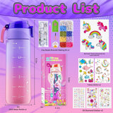 Decorate Your Own Water Bottle Kits for Girls Age 4-12, Unicorn Toys for Girls Age 4-6 Painting Crafts Kit, Clay Beads Bracelet Making Kit, Birthday Gifts Toys for Ages 6-12 (Unicorn) BOOH