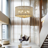 Giutna 20" Rattan Hand-Woven Boho Chandelier for Dining Room, 6-Light Rattan Drum Wicker Farmhouse Chandelier Large Vintage Chandelier Pendant Light Fixture for Kitchen Island Entryway(Gold) Giutna