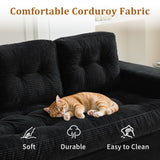 Korser 74" Boneless Couches for Living Room, Modern 3 Seater Sofa with Deep Seat, Comfy Cloud Sofa with Corduroy Fabric, No Assembly Couch, Bean Bag Couch for Bedroom, Dorm, Apartment, Black Korser